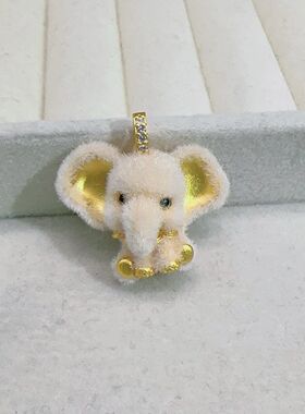 足银999毛绒绒小象纯银吊坠5D镶嵌时尚吉祥热门爆款2026新款项链