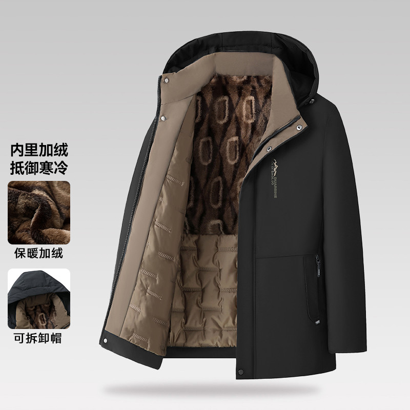 【雅家】撤标撤柜！2025年冬季男士时尚保暖加绒可拆卸帽休闲棉服