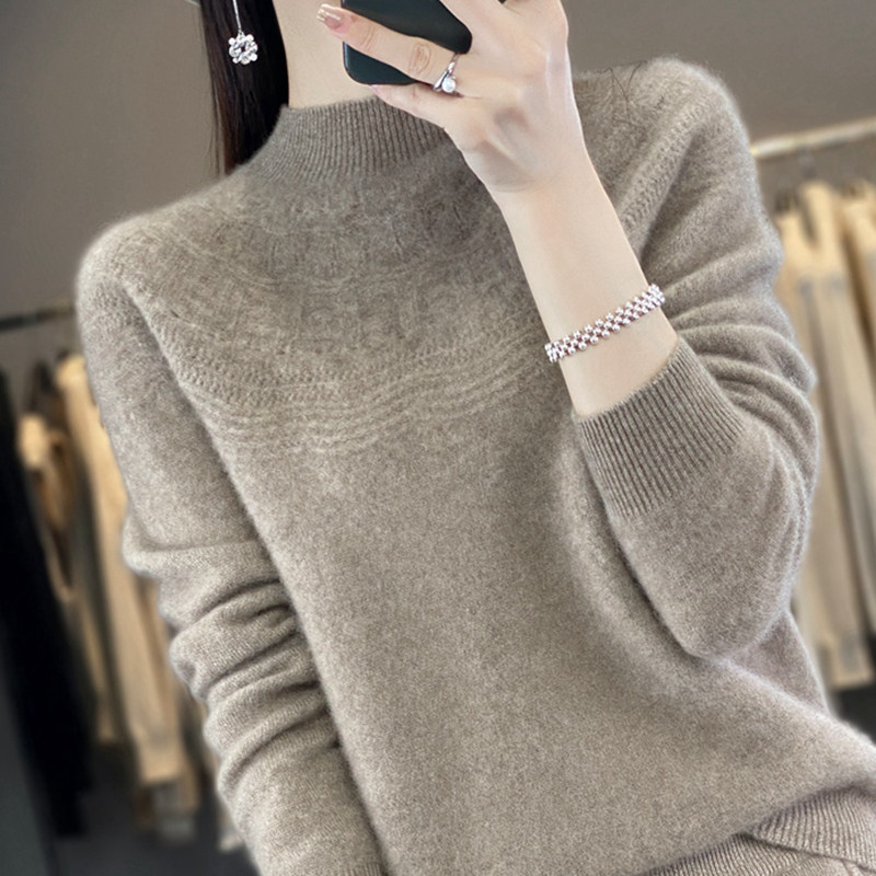 撤柜撤标(A)纯羊毛镂空针织打底衫女内搭洋气加大码女装秋冬毛衣,女装/女士精品,毛针织衫,淘宝优惠券,粉丝福利购,淘宝优惠卷