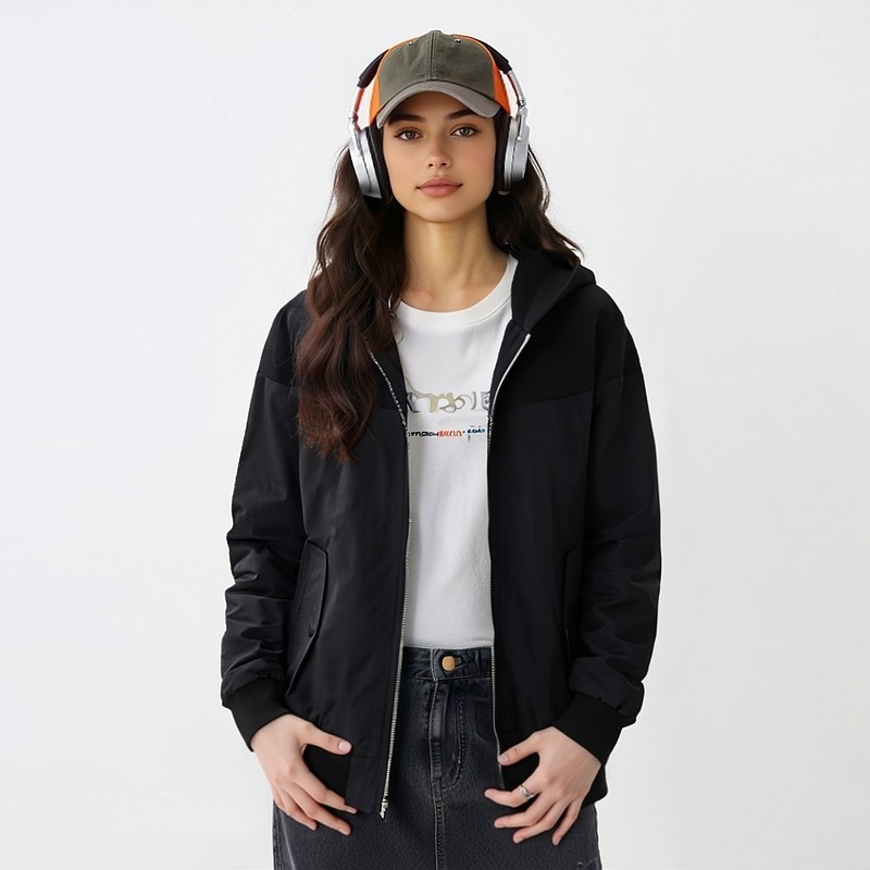 【H家】撤标撤柜！2025春季女简约休闲连帽拼接变形金刚系列夹克