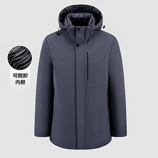 时尚 2025秋冬男款 撤标撤柜 防风可脱卸兔毛内胆保暖外套 H家