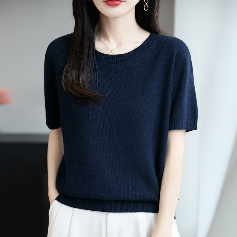 撤标撤柜(A)纯色短袖t恤女夏季打底衫洋气大码女装冰丝针织上衣,女装/女士精品,毛针织衫,淘宝优惠券,粉丝福利购,淘宝优惠卷