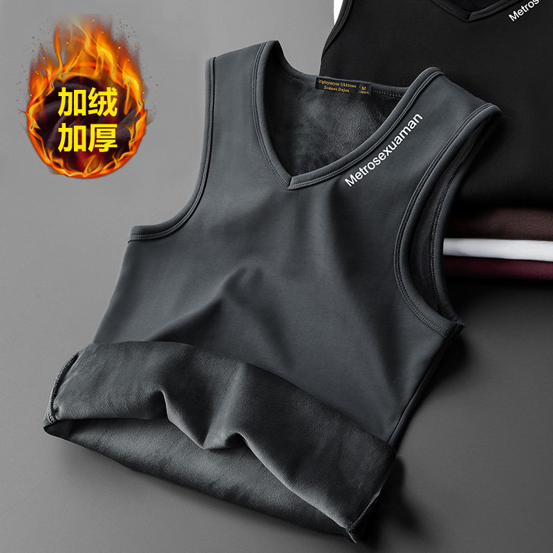 撤标撤柜(O)银狐绒马甲男士秋冬保暖内搭宽棉坎肩加绒加厚无袖t恤,男装,背心,淘宝优惠券,粉丝福利购,淘宝优惠卷