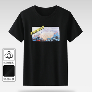 卡通图案100棉舒适圆领短袖 男士 T恤潮 新款 一线撤柜品牌2024年夏季