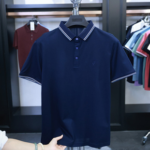 撞色领边亲肤净色丝光棉短袖 夏季 男士 潮 POLO衫 H家 撤标撤柜