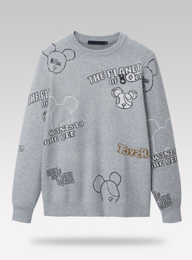 一线撤标撤柜2025年秋季新款字母提花柔软Qee联名长袖圆领针织衫