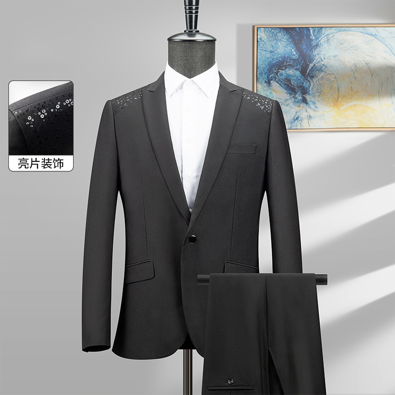 一线撤标撤柜2025年春季男士新款商务休闲百搭纯色西服套装两件套