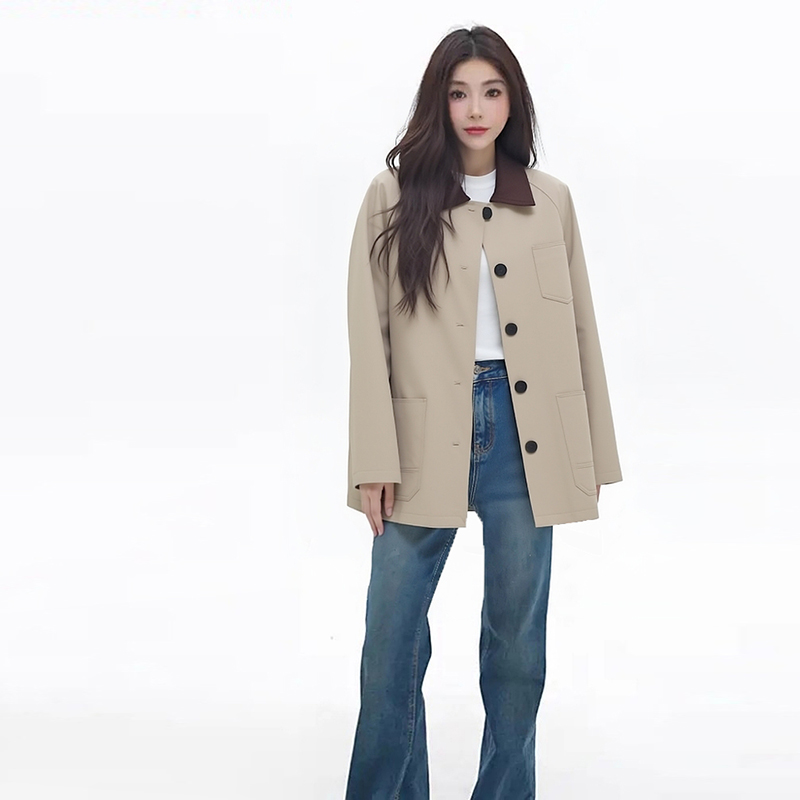 【雅家】撤标撤柜！2025秋冬女士新款休闲宽松撞色翻领羽绒服外套