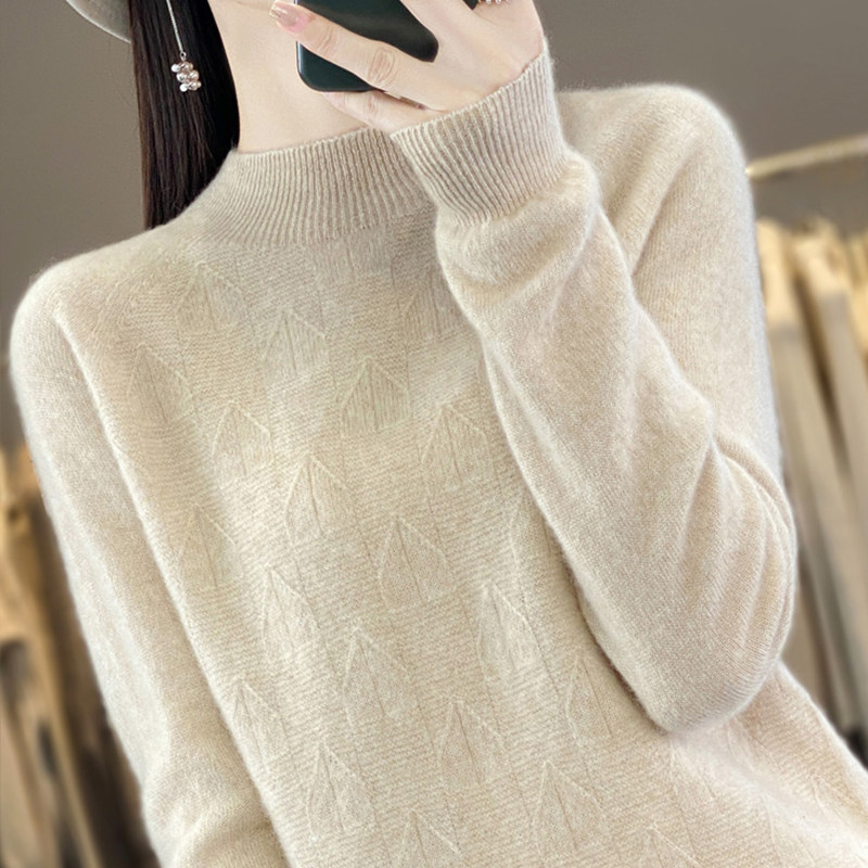 撤标撤柜(A)纯羊毛打底衫女半高领休闲内搭大码女装秋冬针织毛衣,女装/女士精品,毛针织衫,淘宝优惠券,粉丝福利购,淘宝优惠卷