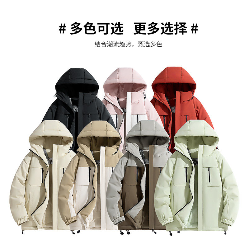品牌撤柜秋冬季时尚百搭撞色拼接宽松工装冲锋棉衣外套(男女款)