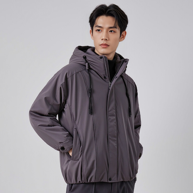 【豆家】撤标撤柜！2025秋冬男士新款简约休闲宽松防寒连帽羽绒服