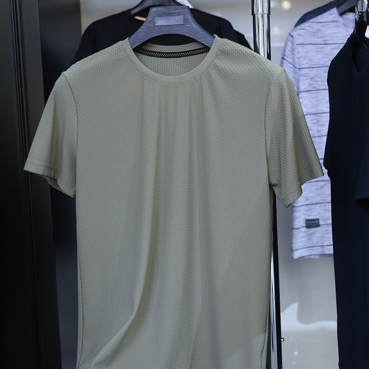 【豆家】撤标撤柜!夏季男冰丝网眼薄款清凉透气桑蚕丝圆领短袖T恤