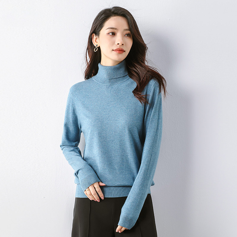 一线撤柜2024年春季大牌撤标新款净色柔软基础高领长袖针织衫女潮