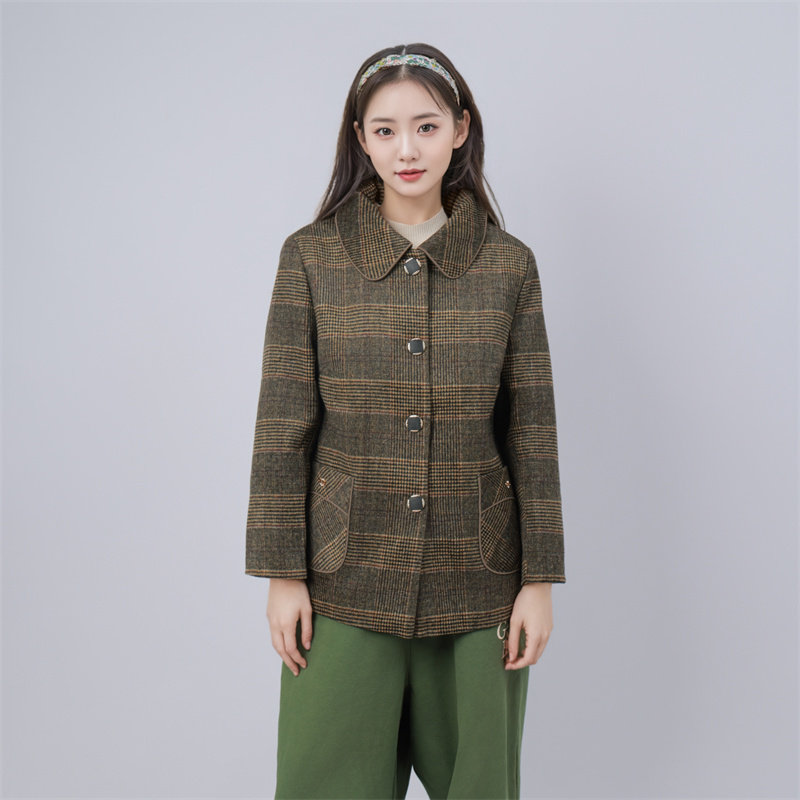 【杉家】撤标撤柜！女士新款时尚格纹中老年妈妈装小香风大衣外套