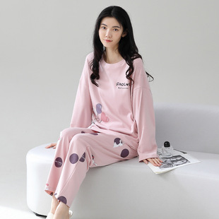 撤标撤柜（U）亲肤可外穿甜美可爱女士全棉家居服套装春秋款外穿