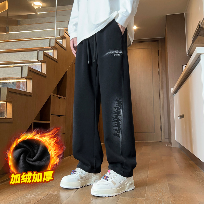 撤柜撤标（D）直筒卫裤秋冬加绒加厚美式高街宽松百搭运动休闲裤