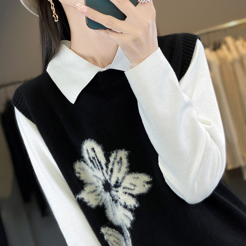 撤标撤柜(A)马甲外套女春秋款坎肩休闲马夹大码秋冬针织开衫毛衣