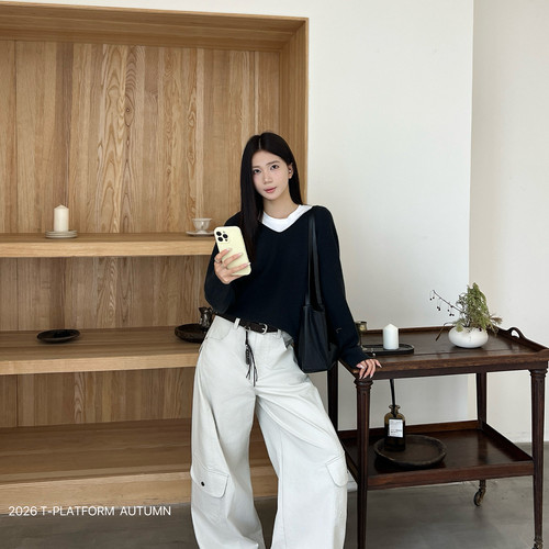 拖地镰刀裤女辣妹简约百搭休闲裤