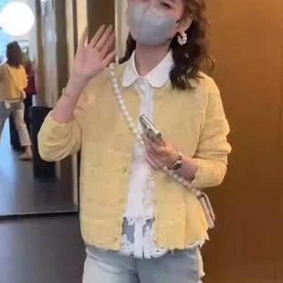 减龄简约百搭外套钩花潮 春款 镂空花边开衫 软糯针织上衣女春季 新款