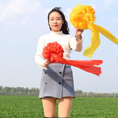 舞蹈绣球花丝绸大红花球开业剪彩用品婚庆红绸布花汽车装 饰红绣球