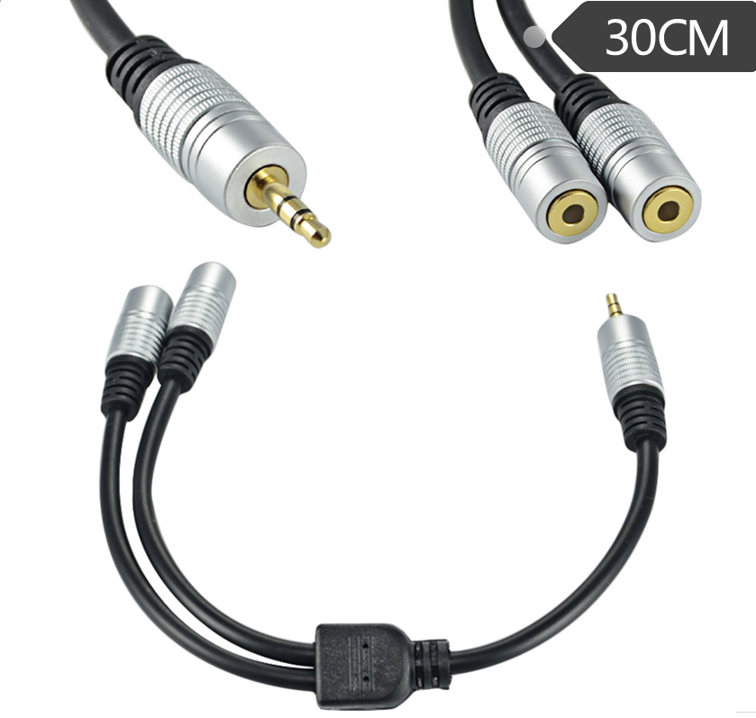 一分二音频线情侣耳机线3.5mm音频延长线耳机分线器1分2 3级铜壳