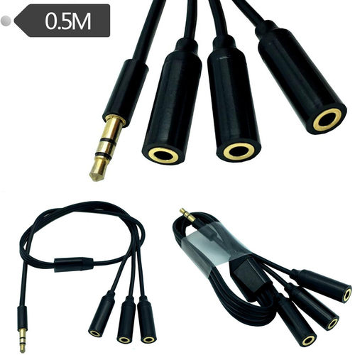 一分三延长线3级3节DC3.5公立体声分3个DC3.5母立体声音频线 50cm
