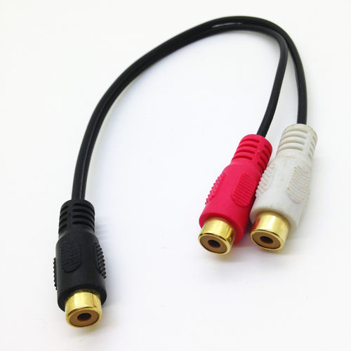 镀金1 RCA Female to 2 RCA Female，音频视频莲花线，家庭影院
