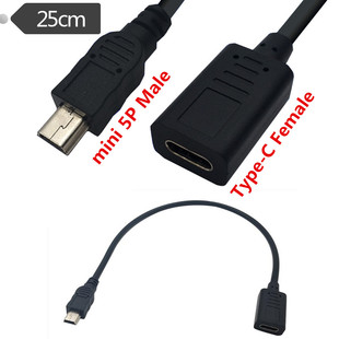 usb公连接线手机数据转接线25cm C母头转迷你MINI usb3.1 type