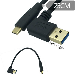 C直头适用华为小米手机数据充电连接线 Type USB3.0版 本AM左弯