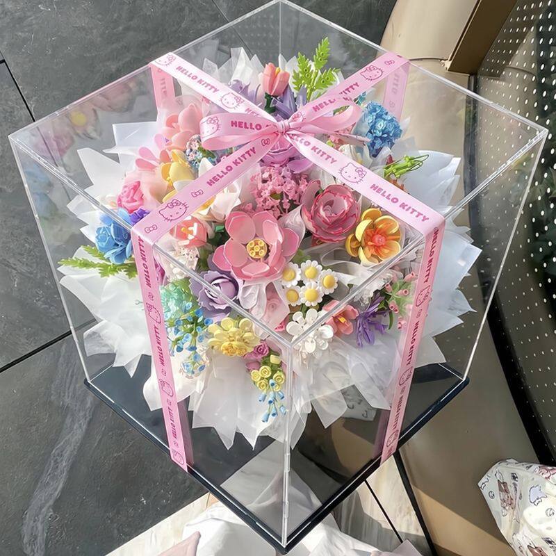 男生女孩积木花拼装一整套兼容乐高玫瑰花送女友情人节永生花礼物