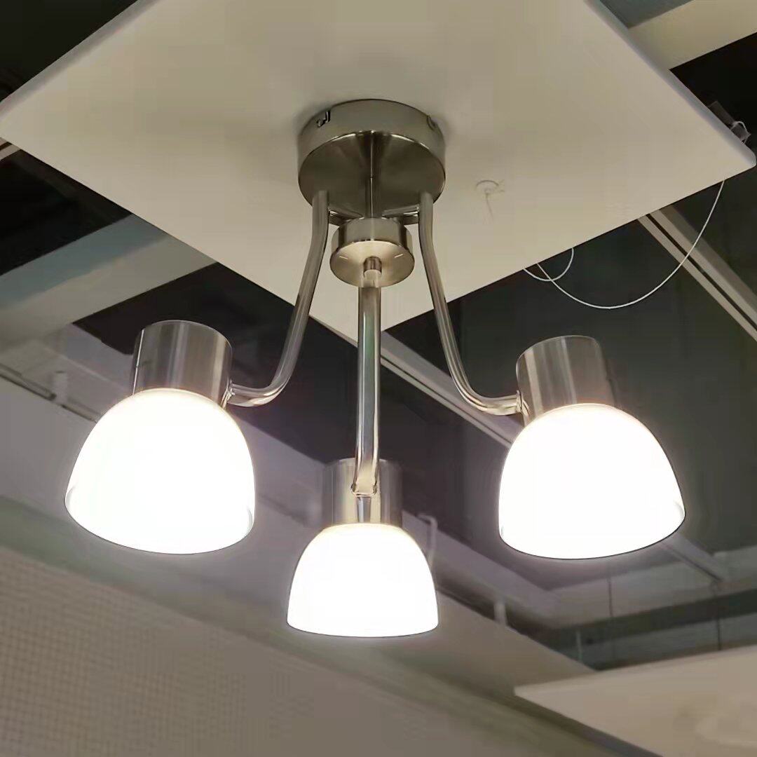 宜家林舒枝形灯3枝头吊灯具客厅卧室书房餐厅北欧式人工吹制玻璃