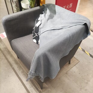 宜家沃拉松蓝色流苏浴巾带提拉挂手140/70厘米简约简约纯色北欧式