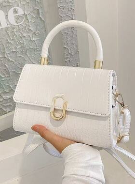 包包女2025新款斜挎包手提小方包气质百搭手拎包单肩鳄鱼纹凯莉包