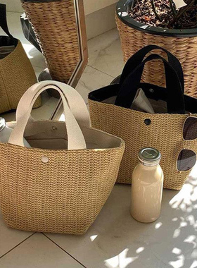 手提草编包女2025新款网红ins复古海边沙滩度假夏季田园风编织包