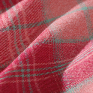 复古涤棉斜纹磨毛粉色格子布料春秋薄款衬衫裙子diy布偶布料桌布