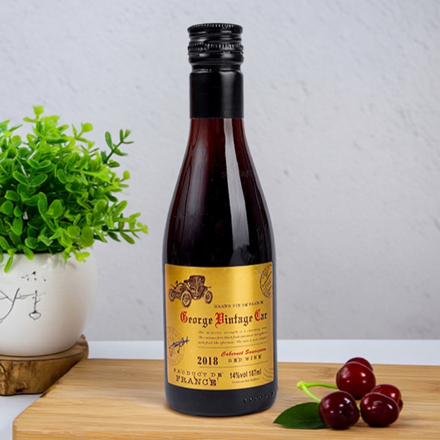 法国红酒原装进口小瓶14度老爷车干红葡萄酒晚安小酒187ml礼盒装