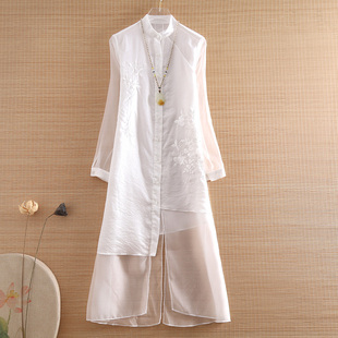 美伦民族风长裙2025夏立领重工刺绣宽松优雅浪漫气质连衣裙女