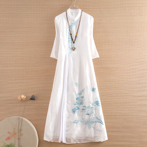 民族风改良旗袍重工刺绣连衣裙