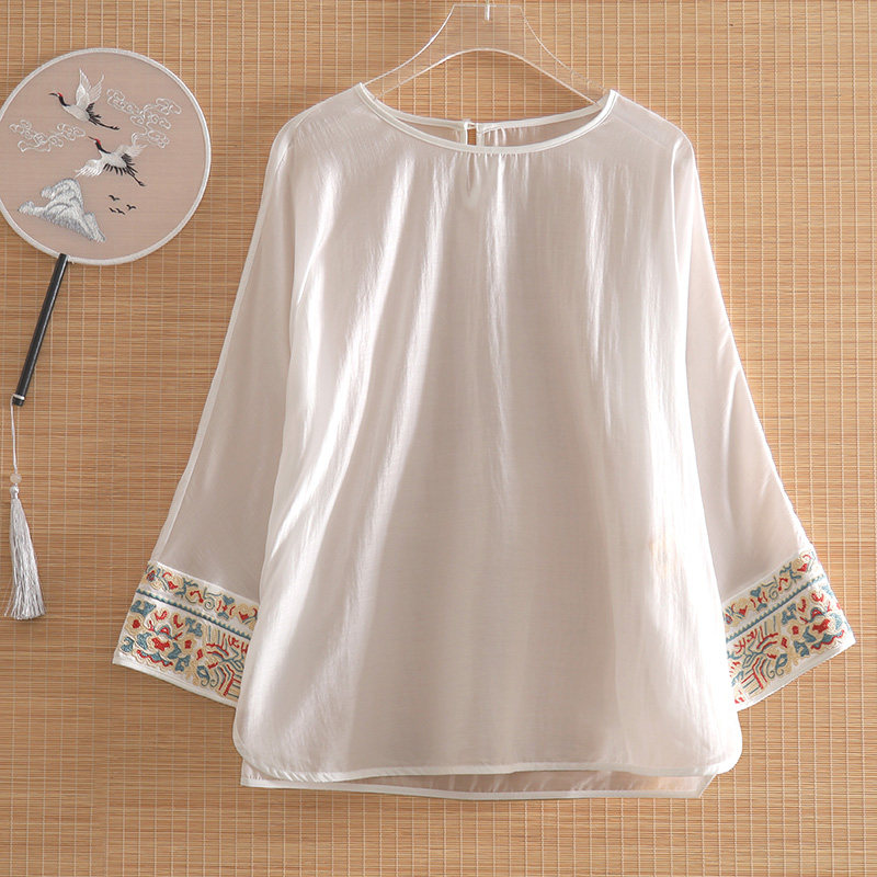 美伦民族风国风重工刺绣防晒衬衫