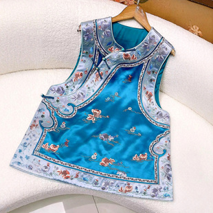 美伦金玉满堂重工刺绣新中式马甲女2025秋冬醋酸国风轻奢外穿高级