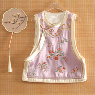 美伦醋酸刺绣马甲女2025新国风春秋外穿时尚贵气百搭中年妈妈上衣