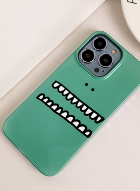 ins韩风绿色嘴巴iphone15pro菲林壳12苹果14半包硬壳13mini手机壳11防摔菲林软壳78plus创意xr可爱xsmax