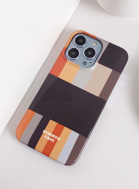 黄昏撞色色块苹果15Pro防摔菲林壳iphone14手机壳12mini半包硬壳13proma全包软壳11小众xsmax高级78plus