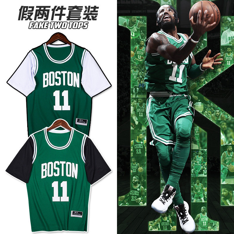 篮球上衣欧文11号詹姆斯球衣23假两件男女短袖T恤篮球服套装速干