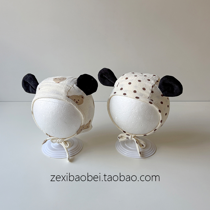 婴儿帽子0到3个月护耳帽可爱超萌小月龄宝宝套头帽秋冬款男女宝潮