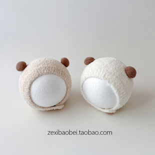 婴儿帽子秋冬款 护耳帽可爱超萌宝宝套头帽毛绒男女宝护囟门帽冬季