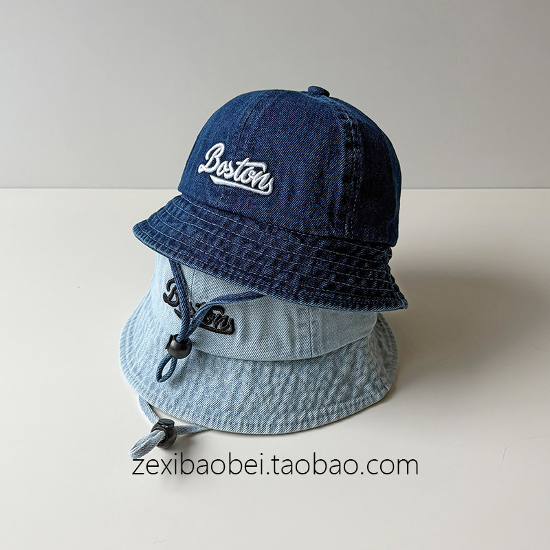 宝宝帽子春秋款渔夫帽时尚百搭刺绣字母男女宝婴儿防风帽2026新款