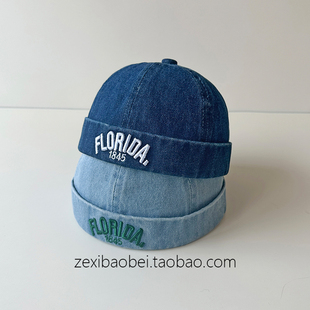 宝宝帽子春秋款地主帽牛仔布男女宝夏季薄款婴儿瓜皮帽儿童雅痞帽