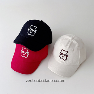 宝宝帽子春秋季男女宝鸭舌帽可爱小熊婴儿棒球帽儿童夏季2025新款