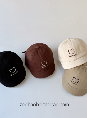 宝宝帽子春秋男孩鸭舌帽小熊男女宝夏季薄款棒球帽婴儿儿童太阳帽